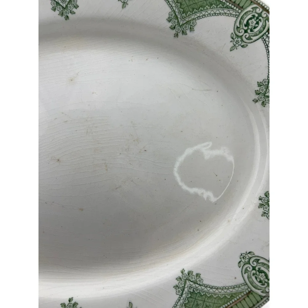 Ipswich J G Meakin England Serving Tray‎ Green Gold Antique Platter Vintage